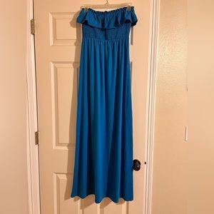 Blue strapless full body dress